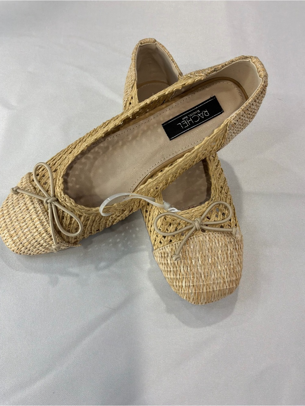 Rachel Roy Brunch Woven Ballet Flats Natural Bow Women’s 8.5